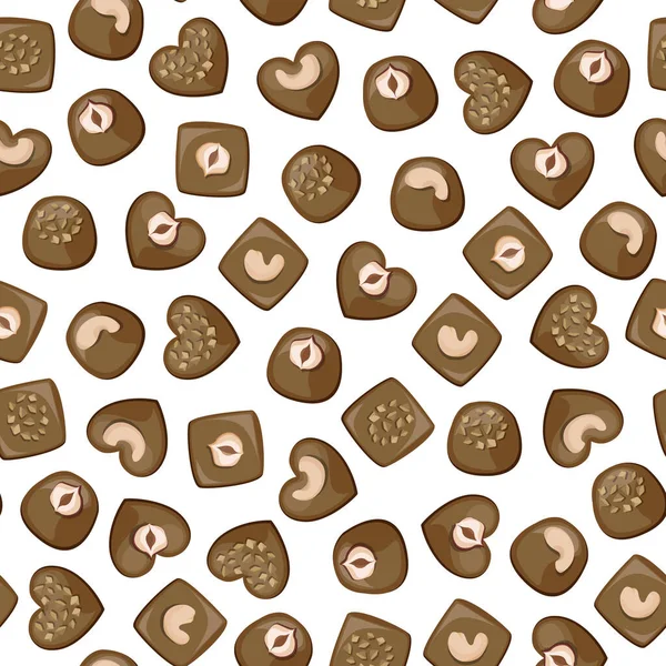 Modèle Sans Couture Vectoriel Bonbons Chocolat Lait Avec Des Noix — Image vectorielle