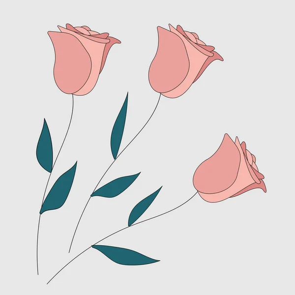 Векторный Плоский Розовый Цветок Изолирован Светлом Фоне Нежный Милый Дизайн — стоковый вектор