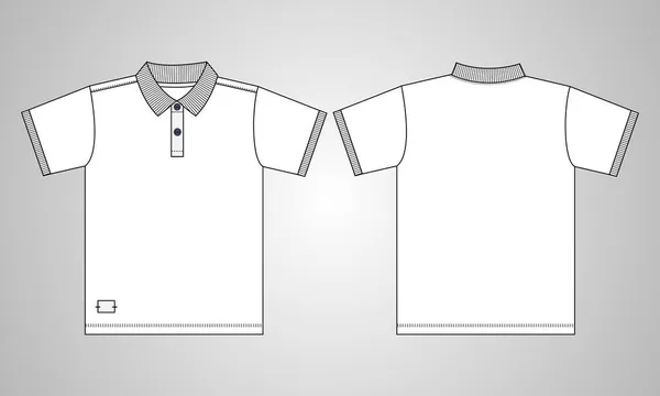 Camisa Polo Manga Curta Desenho Técnico Geral Moda Esboço Plano — Vetor de Stock