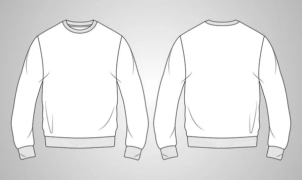Ronde Hals Lange Mouw Sweatshirt Overall Fashion Flat Sketches Technische — Stockvector