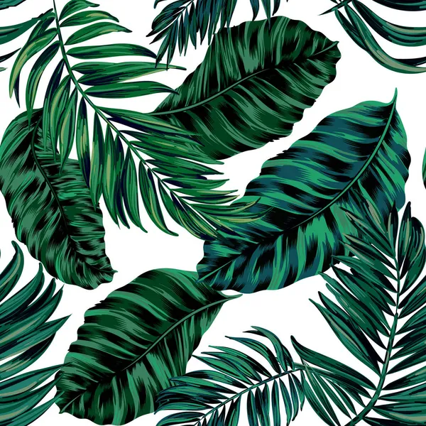 Seamless Pattern Tropical Leaves Vector Illustration — Stock Vector