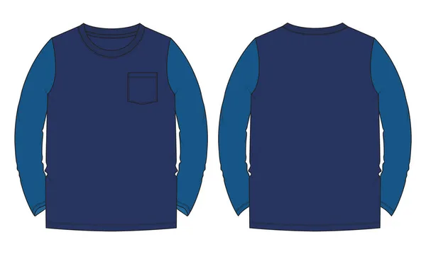 Vector Ilustración Plantilla Camiseta Azul — Vector de stock