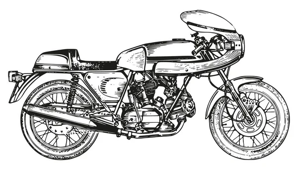 Motocicleta Boceto Ilustración Blanco Negro — Archivo Imágenes Vectoriales