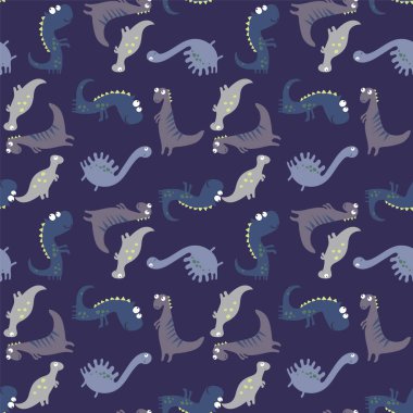 Güzel karikatür dinozorlarıyla kusursuz desen.