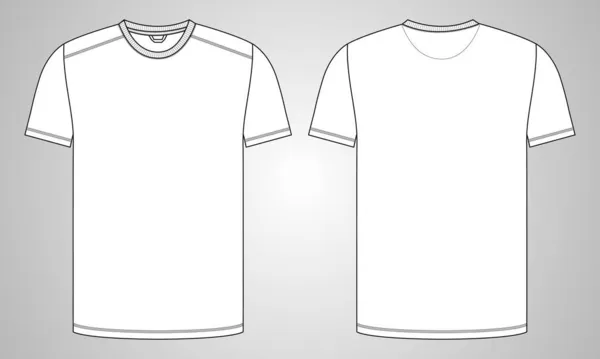 Camiseta Básica Manga Corta General Técnica Moda Planos Bosquejo Vector — Vector de stock