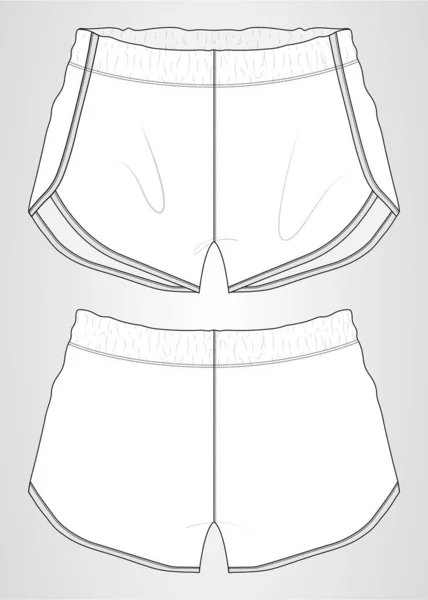 Krátké Kalhoty Celkově Technické Módní Plochý Náčrt Vektorové Ilustrační Šablony — Stockový vektor