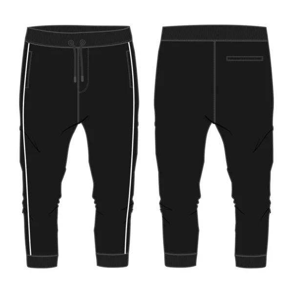 Основні Sweat Pant Технічний Модний Плоский Ескіз Шаблон Передній Задній — стоковий вектор