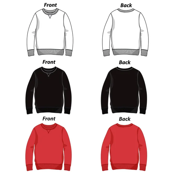 Lange Mouwen Sweatshirt Vector Flat Fashion Illustratie Met Ontspannen Pasvorm — Stockvector