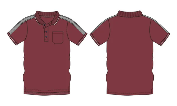 Polo Skjorta Mall Vektor Illustration Röd Färg Mock Isolerad Vit — Stock vektor