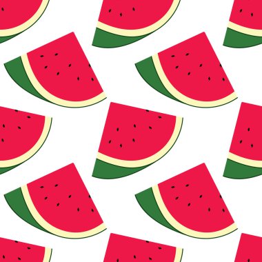 Beyaz arkaplanda izole edilmiş karpuz dilimsiz vektör deseni
