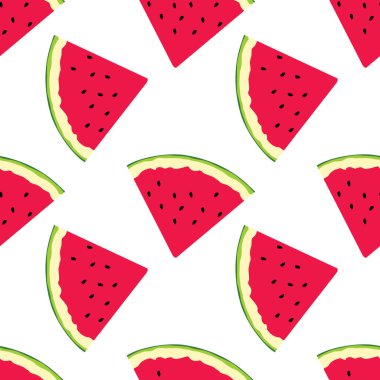 Beyaz arkaplanda izole edilmiş karpuz dilimsiz vektör deseni