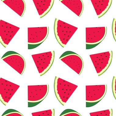 Beyaz arkaplanda izole edilmiş karpuz dilimsiz vektör deseni