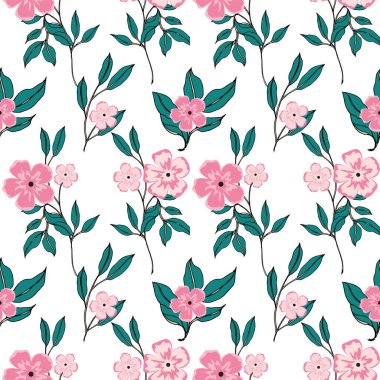 Beyaz Arkaplan 'da izole edilmiş Kusursuz Çiçeksiz Çiçek Şablon Tasarımı