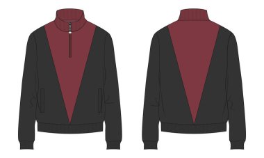 kırmızı ve siyah uzun kollu gömlek tasarımı, vektör illüstrasyonu