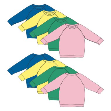 Renkli sweatshirt tasarımı, vektör illüstrasyonu