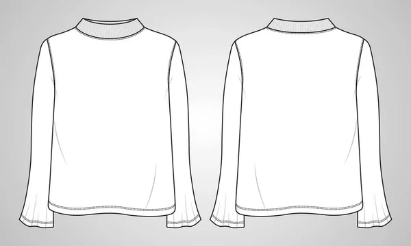Wit Shirt Met Lange Mouwen Vector Illustratie — Stockvector