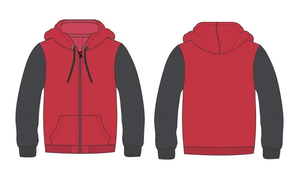 Hoodie. Technical fashion flat sketch Vector template. Cotton