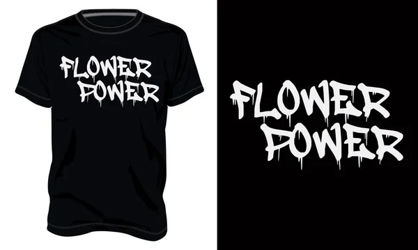 Shirt Design Mit Flower Power Zeichen Auf Weiß Vektor Illustration — Stockvektor