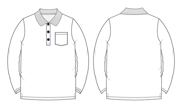 Diseño Camisa Blanca Manga Larga Ilustración Vectorial — Vector de stock