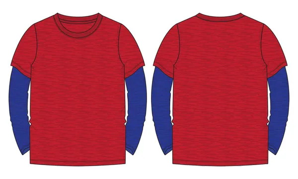 Czerwony Niebieski Długim Rękawem Projekt Koszuli Wektor Ilustracja — Wektor stockowy