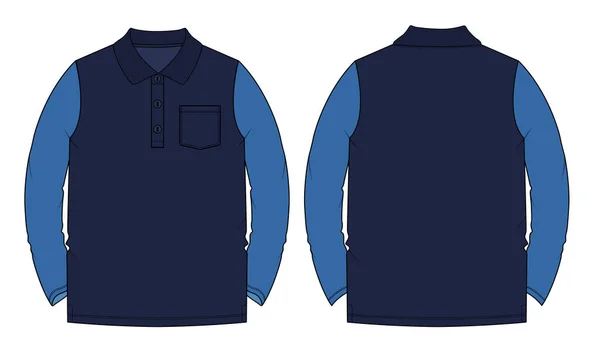 Blaues Langarmshirt Design Vektorabbildung — Stockvektor
