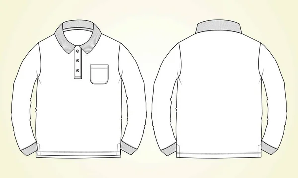 Design Camisa Manga Comprida Branca Ilustração Vetorial — Vetor de Stock