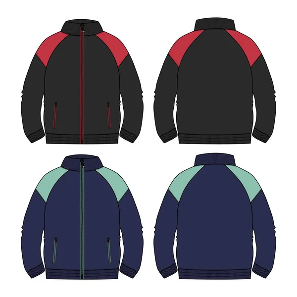 黒と青のクラブジャケットの服のデザインベクトルイラスト — ストックベクタ