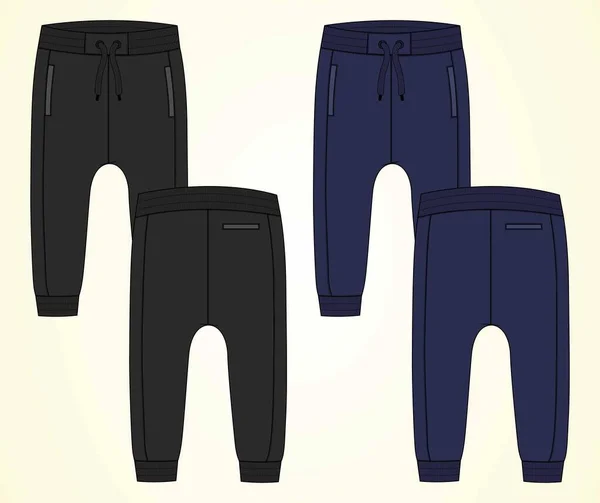 Pantalone Jogger Nero Blu Design Illustrazione Vettoriale — Vettoriale Stock