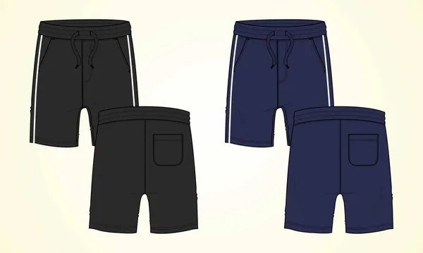 黒と青のスポーツショートパンツデザインベクトルイラスト — ストックベクタ