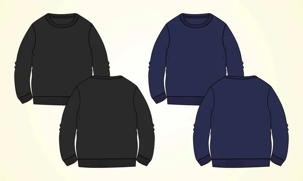 黑色和蓝色运动衫服装设计 病媒图解 — 图库矢量图片