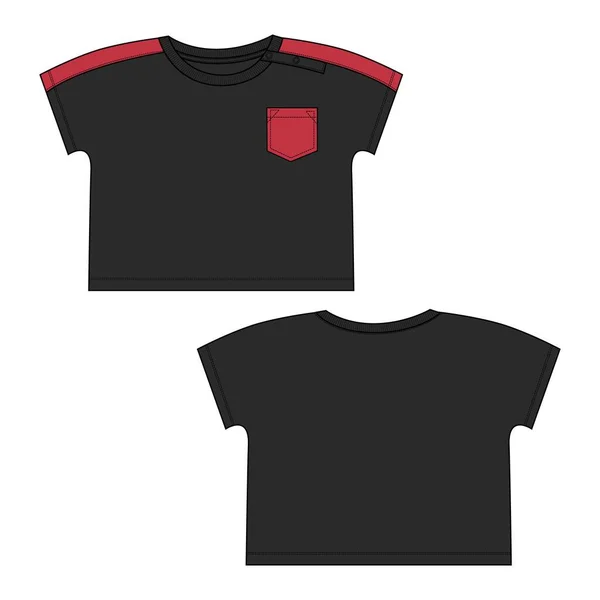 Rood Zwart Shirt Ontwerp Witte Vector Illustratie — Stockvector