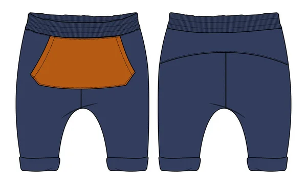 Ilustración Pantalón Corto Femenino Con Pantalones Azules — Vector de stock