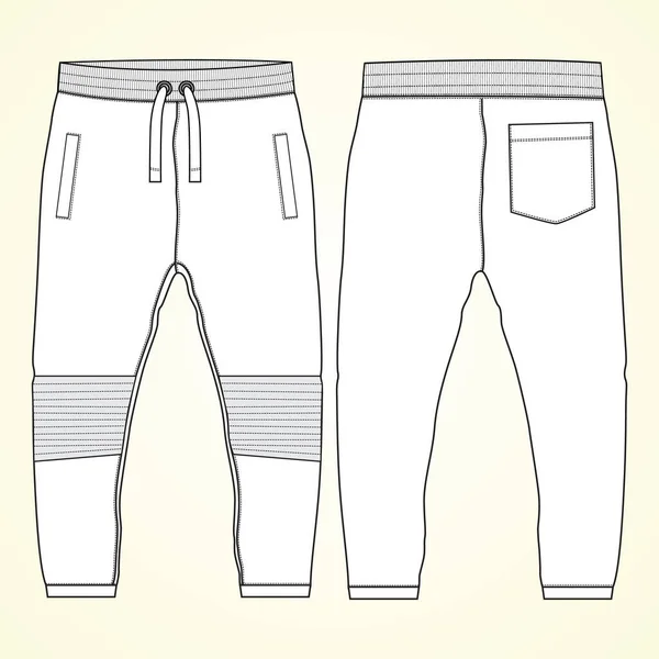 Fleece Fabric Jogger Sweatpants Overall Technical Fashion Flat Sketch Vector - Stok Vektor