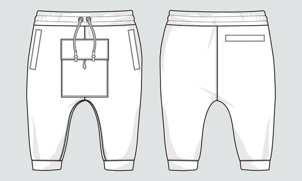 Pantaloni Della Tuta Moda Piatto Schizzo Modello Illustrazione Vettoriale Bambini — Vettoriale Stock