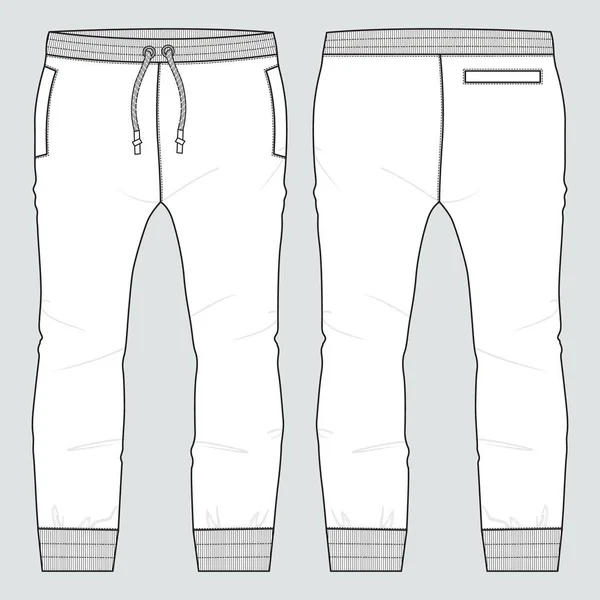 Polaire Jersey Coton Basique Sweat Pant Mode Technique Plat Croquis — Image vectorielle