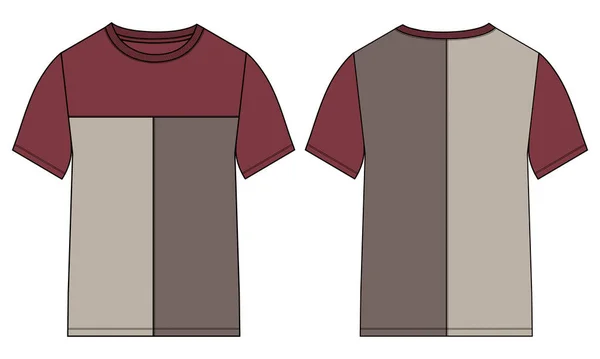 Camiseta Manga Corta Con Corte Coser Técnica Moda Plana Dibujo — Vector de stock