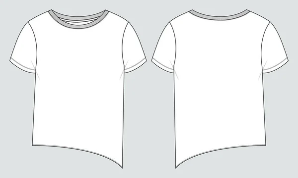 Camiseta Feminina Tops Geral Técnica Moda Apartamentos Esboço Vetor Modelo —  Vetores de Stock
