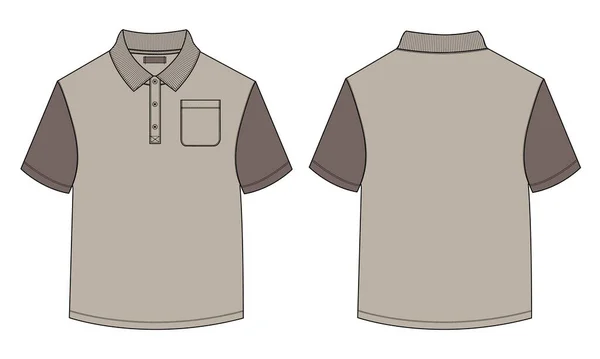 Camisa Polo Manga Curta Moda Técnica Geral Desenho Modelo Esboço — Vetor de Stock