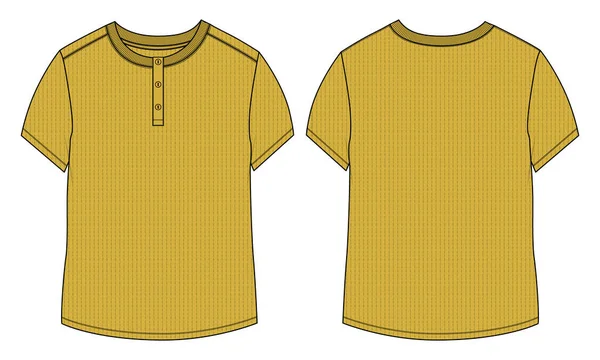 Regelmäßige Passform Kurzarm Shirt Technische Skizze Mode Flache Vorlage Mit — Stockvektor