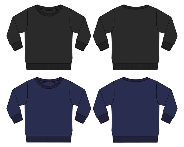 设计用的长袖T恤衫模板 — 图库矢量图片