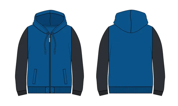 Blaue Jacke Mit Reißverschluss Auf Weißem Hintergrund — Stockvektor