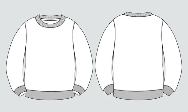 Mans Lange Mouw Sweatshirt Overall Fashion Technische Schets Vector Template — Stockvector