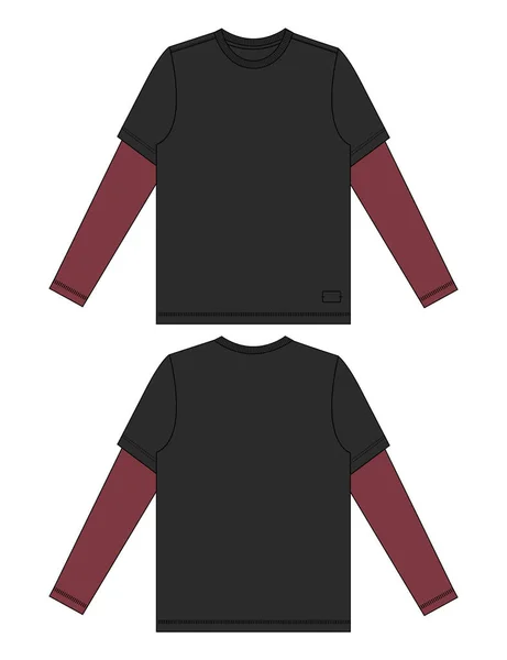 Camiseta Manga Larga Moda Técnica Plano Bosquejo Vector Ilustración Plantilla — Vector de stock