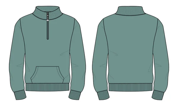 Long Sleeve Stand Collar Fleece Jersey Φούτερ Jacket Technical Fashion — Διανυσματικό Αρχείο