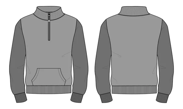 Hoodie. Technical fashion flat sketch Vector template. Cotton