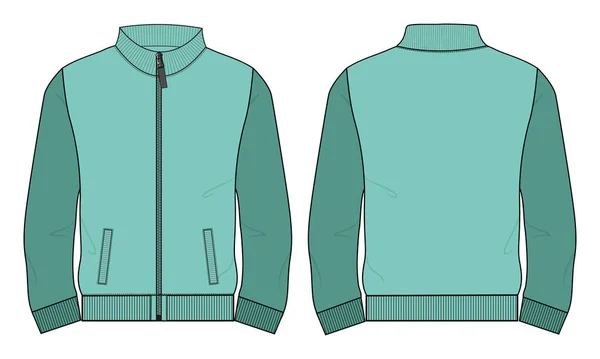 Long Sleeve Stand Collar Fleece Jersey Sweatshirt Jacket Technical Fashion — Stockový vektor