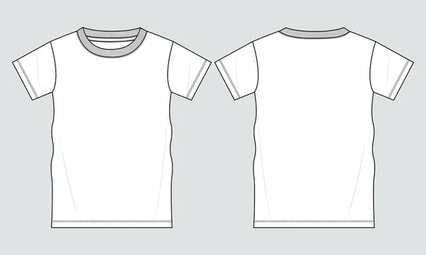 Shirt Platte Schets Vector Illustratie Sjabloon Voor Achterkant Weergaven — Stockvector