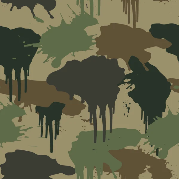 Texture Military Camouflage Repeats Seamless Vector Pattern Fabric Background Wallpaper — ストックベクタ