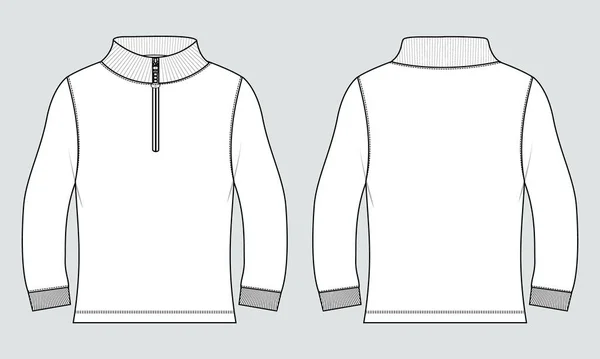 Langarm Mit Stehkragen Fleece Jersey Sweatshirt Jacke Technische Mode Flache — Stockvektor