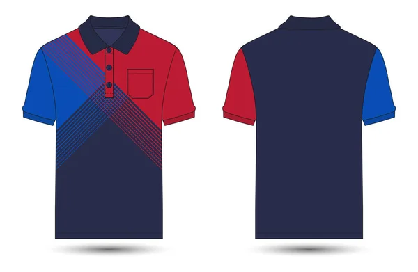 Korte Mouw Polo Shirt Met Zak Technische Mode Platte Schets — Stockvector